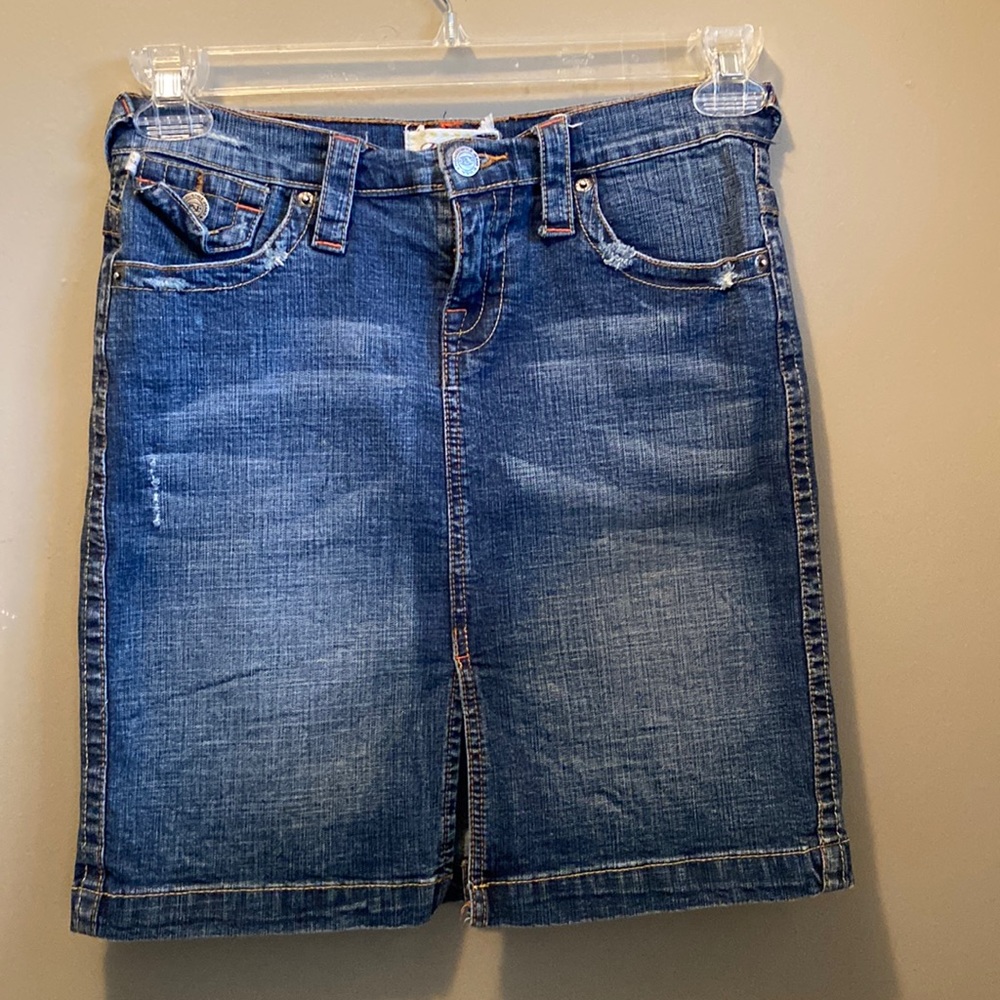 PSJ Picasso Style USA Women’s Denim Mini Skirt Size Small Blue Jean 90’s